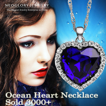 Neoglory Titanic Ocean Heart Pendant Necklace For Women Crystal Rhinestone Jewelry Accessories Gift   New   Sale 2014