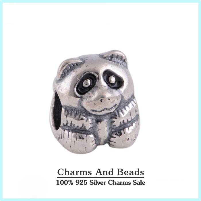 925 Sterling Silver Lovely Panda Charm Thread Beads For Baby Jewelry Making Fits Pandora Style Snake