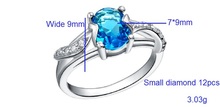 Fashion Blue Red Purple Crystal Love Rings For Women Engagement Accessories white gold Platinum Plated Charm