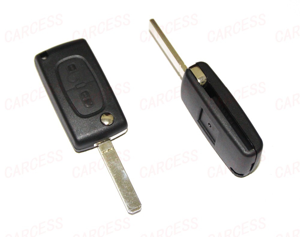 Peugeot 307 308 107 207 407 408 автомобиль дистанционного флип ключ покрытие оболочки чехол 2 кнопки без паза лезвия 7 мм с расположения аккумулятор