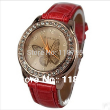 W58 Min.Order $15(Mix Order) Free Shipping Wholesale Fashion 9 Colors Leather Rhinestone Butterfly Women Watch