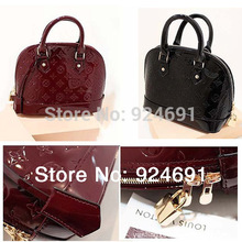 new handbag mirror embossed patent leather shoulder bag hand bag 8206 red wine,women handbags of famous brands in messenger bags