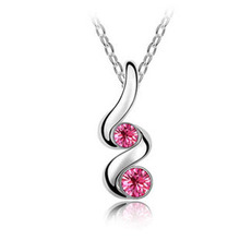 Fashion 18K white gold plated austrian crystal sprout necklaces pendants fashion jewelry