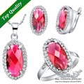 Oval Round Combination 2 75 ctw Sterling Silver Pendant Earrings Ring Size 8 Jewelry Set Free