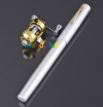 Sale Pen Shape Mini Portable Pocket Aluminum Alloy Fishing Fish Rod Pole with Reel hook gift