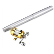 Sale Pen Shape Mini Portable Pocket Aluminum Alloy Fishing Fish Rod Pole with Reel hook gift