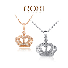 ROXI Christmas gift classic crown necklace rose gold plated 100%hand made fashion jewelry,2030007410