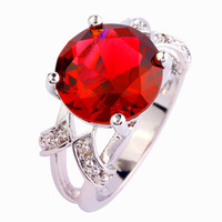Wholesale Charming Lady Round Cut Pink Tourmaline & White Sapphire 925 Silver Ring Size 6 7 8 9 PRECIOUS JEWELRY