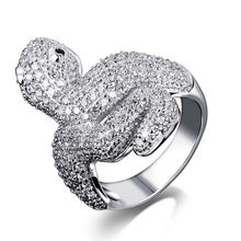 Fall Winter Fashion Jewelry Lovers Luxury Snake Design Ring Top Grade Cubic Zirconia Crystal Prong Setting Propose Marriage Gift