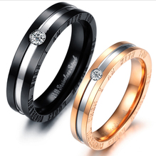 Price for 2 pcs  Korean jewelry stone on the finger personality titanium steel rings couple his and hers promise ring sets
