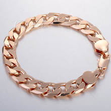 CUSTOMIZE SIZE 12MM 18K Rose Gold Filled Link Bracelet  CURB CUBAN BRACELET Chain  Mens Boys Jewelry GB78