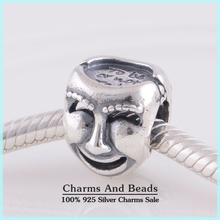 To Be Or Not To Be Mask Man 925 Sterling Silver Charm Beads DIY Bracelets Jewelry
