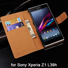 Genuine Leather  Case for  Sony-Ericsson L39h Wallet Stand Mobile Phone Bag  For Xperia Z1 Cover with Card holder