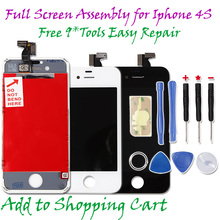 free shipping for iPhone 4S LCD  touch screen digitizer replacement display assembly white new Tools