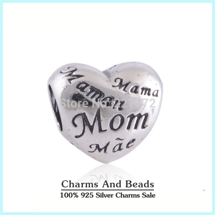 Love Mum Heart Charm Beads 100 925 Sterling Silver Best Mother s Day Gift Fits Pandora