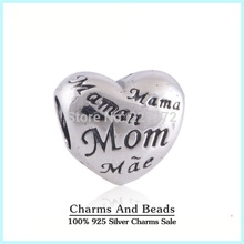 Authentic 925 Sterling Silver Love Heart Bead Fashion Silver Mum Thread Hole Charm Bead DIY Bracelets Jewelry Accessories LW298