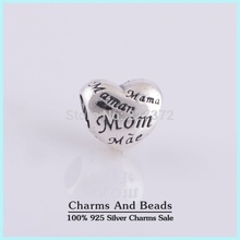 Love Mum Heart Charm Beads 100 925 Sterling Silver Best Mother s Day Gift Fits Pandora
