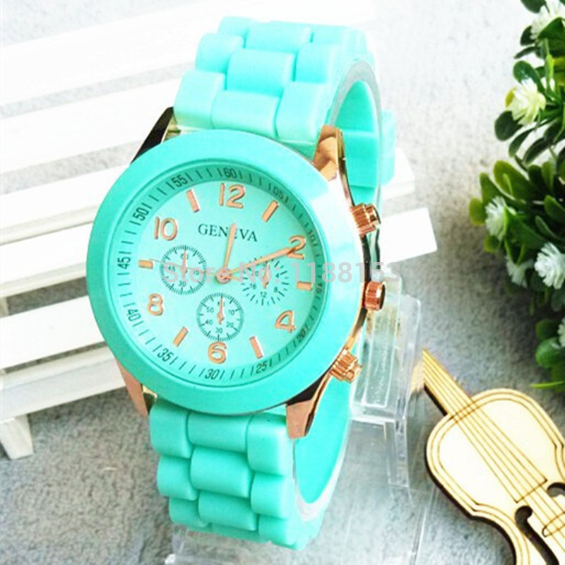 2015 fashion Geneva Silicone quartz watch women Jelly Sport wristwatch Woman dress brand watches 12colors casual