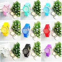 2015 fashion Geneva Silicone quartz watch women Jelly Sport wristwatch Woman dress brand watches 12colors casual