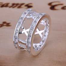 free shipping 925 silver Fashion Jewelry Inlaid Stone Roman silver plated wedding ring for women SMTR002