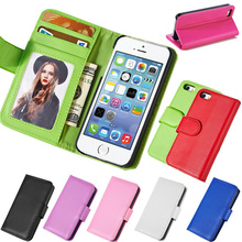 For IPhone 4 4S 4G PU Wallet PU Skin Leather Case with Hard Plastic Holder Photo