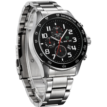 Luxury WEIDE Mens Quartz Watches Waterproof Military Sports Watch Full Steel Complete Calendar Fashion Business Dress