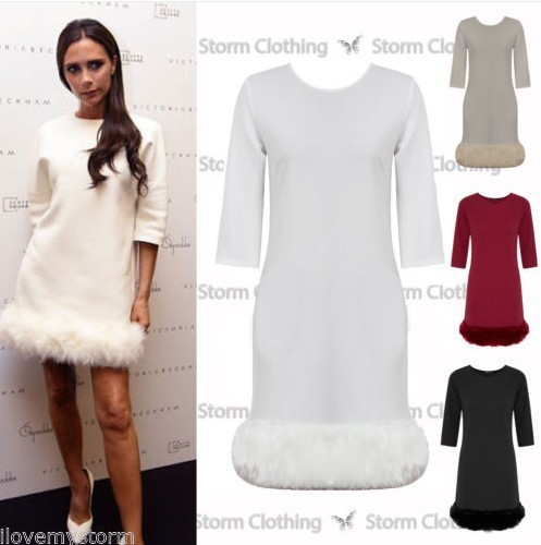 2014-Autumn-Winter-Women-High-Street-Dress-Celebrity-Dress-Stitching ...