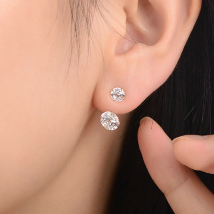 2014 Brand New FASHION 18k gold silver spherical Crystal Flower Stud Earrings for Women