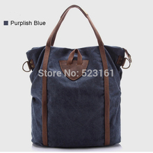 Washed Canvas Modern Leather Big Handbag Casual Special Daily Handles Bag Blue Dimgray Messenger Tote Beach