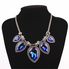 Hot New Fashion Vintage Style colorful Crystal alloy Necklaces Pendants Wholesale Women Jewelry Statement Necklace