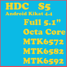 DHL Free For Dropshipping S5 5.1 Inch Android 4.4 MTK6582 2GB RAM 13.0 MP 1920×1080 MTK6592 Octa Core Smartphone