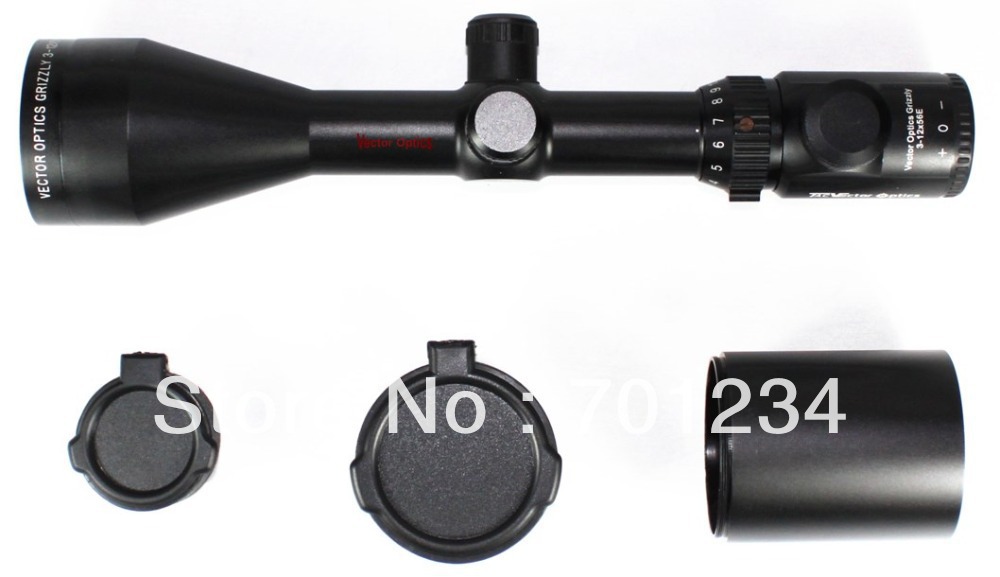 3 pieces Vector Optics Grizzly 3 12x56 E Shooting Rifle Scope Etched Glass Mil Dot Reticle