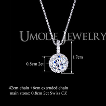 UMODE Synthetic Diamond Pendant Necklaces Jewelry for Fashion Women With 2ct Hearts and Arrows Cubic Zircon