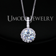 UMODE Synthetic Diamond Pendant Necklaces Jewelry for Fashion Women With 2ct Hearts and Arrows Cubic Zircon