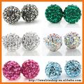 6 Mixed Lot Fashion 925 Sterling Silver Round Ball Pave Bead Crystal Stud Shamballa Earrings