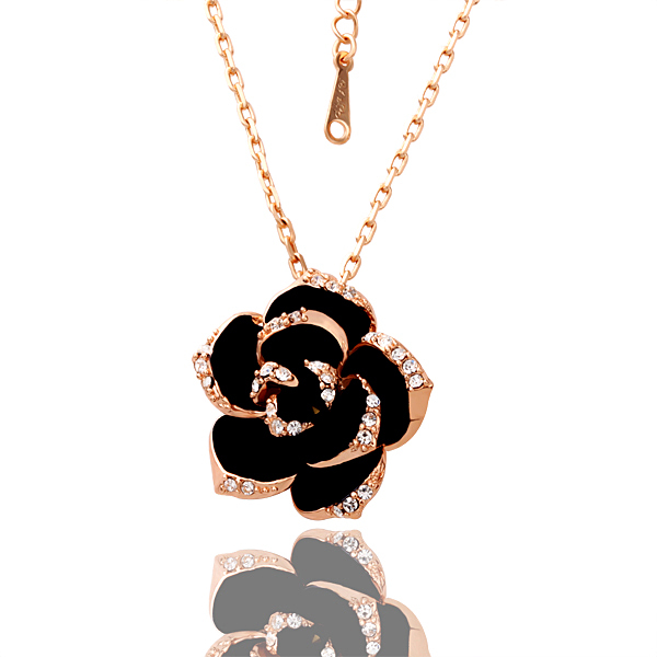 18KGP-N008-N009-Big-Rose-Fashion-Jewelry-Plating-White-Gold-Necklace ...