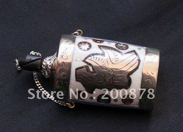 HDC0744 Tibetan brass inlaid yak bone big Snuff bottle,3'',art colletibles,Nepal handmade crafts(China (Mainland))
