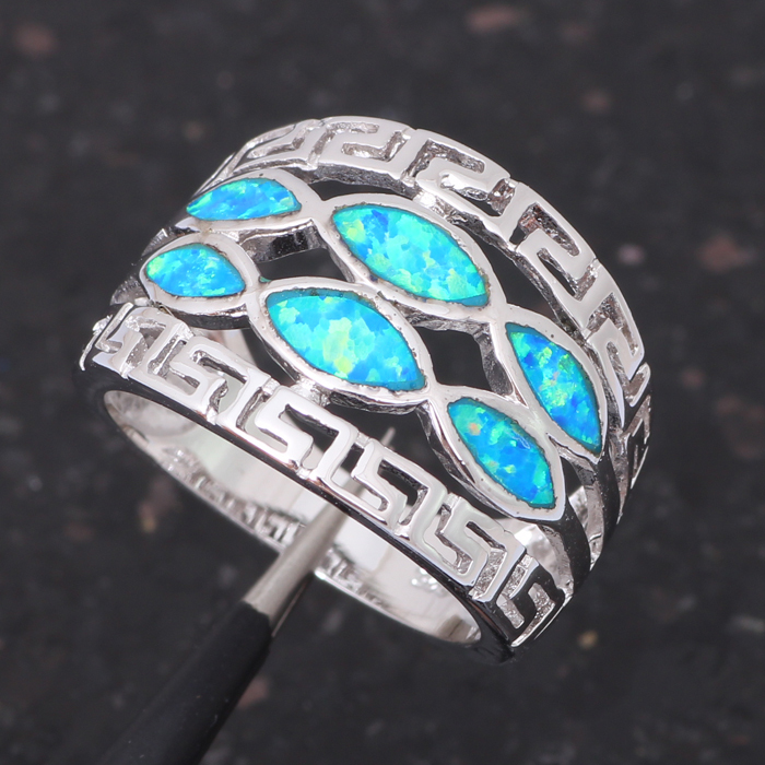 ... -Trendy-Zircon-Blue-Fire-Opal-925-Sterling-Silver-Ring-USA-Sz-6.jpg