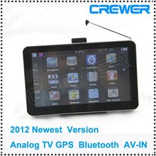 free shipping 2012 newest version 7”HD car gps with Analog TV bluetooth AV IN 4GB DDR128M CE6.0 free ship