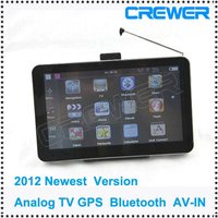 free shipping 2012 newest version 7''HD car gps with Analog TV bluetooth AV IN 4GB DDR128M CE6.0 free ship