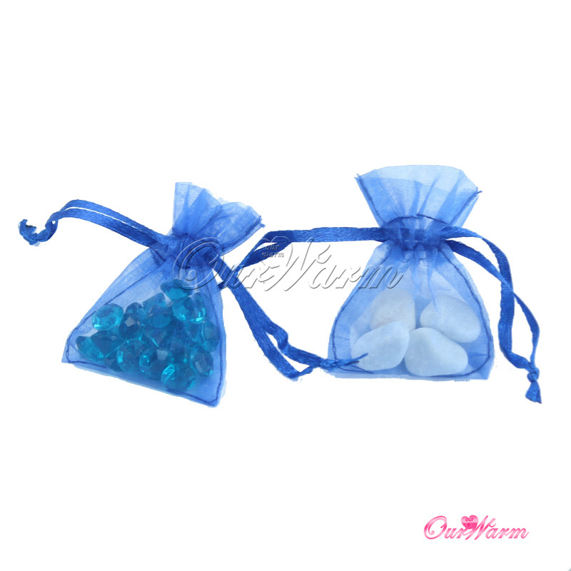 Free Shipping 50 Pieces a lot Deep Blue 5cm x 7cm Strong Sheer Organza Pouch Wedding