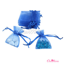 Free Shipping 50 Pieces a lot Deep Blue 5cm x 7cm Strong Sheer Organza Pouch Wedding