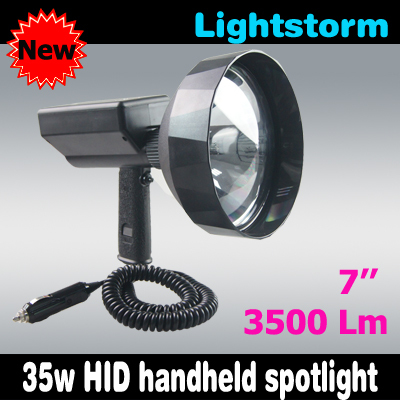 Free shipping 35w HID Bulb Emergency camping,hunting,hiking spotlight 3500 lumen 35w hid 7inch handheld hunting shooting light(China (Mainland))