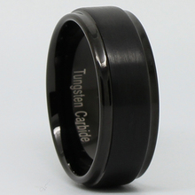 9MM Mens Black Tungsten Carbide Brushed Ring Wedding Band Polished Edge FREE SHIP SIZE 8 13