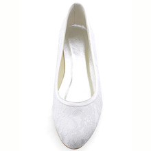 Elegant Women s Flats EP11104 White Ivory Round Toe Lace Wedding Bridal Flat Shoes