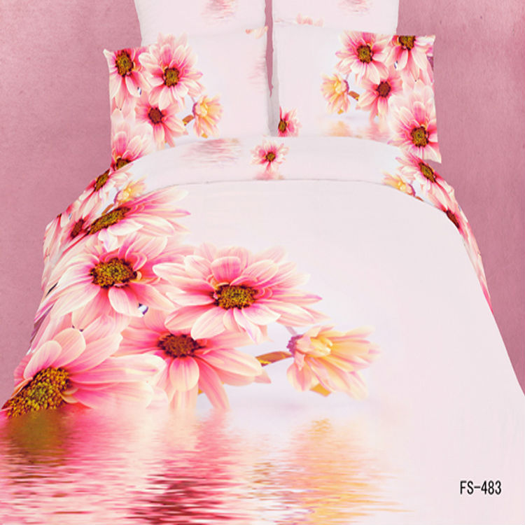 flower oil painting bedding set 3d 4pcs bedsheets cotton duvet/quilt 