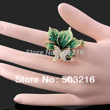 High Quality Austrian Crystal 18K Gold Plated Fashion Butterfly Shape Wholesale Imitation Diamond Rings For Women