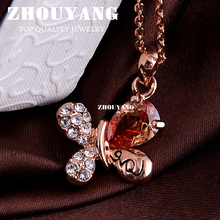 Top Quality ZYN211 Butterfly Love Necklace 18K Rose Gold Pated Pendant Necklace Jewelry Austrian Crystal Wholesale