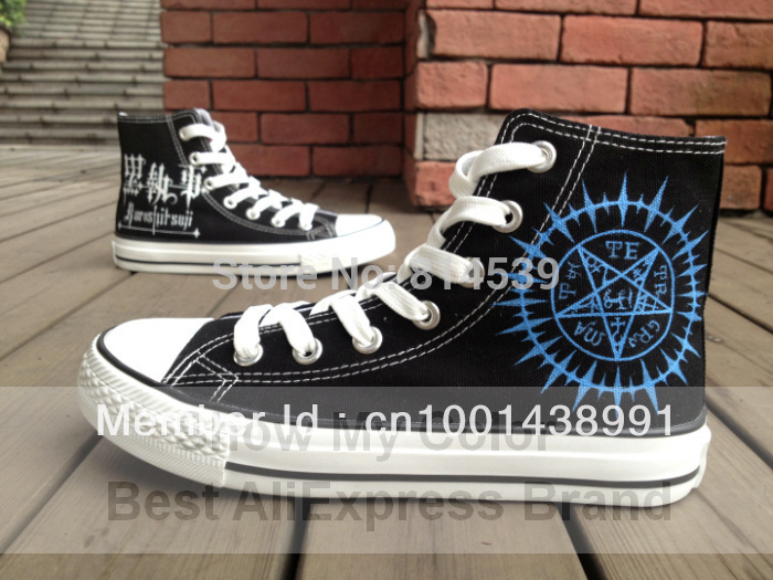 2013 new style Black Butler anime hand painted canvas high top fashion shoes for men women