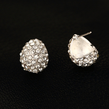 E001 2015 Fashion Jewelry Trendy Style Rhinestone Crystal Silver plated Stud Earrings For Women brincos High
